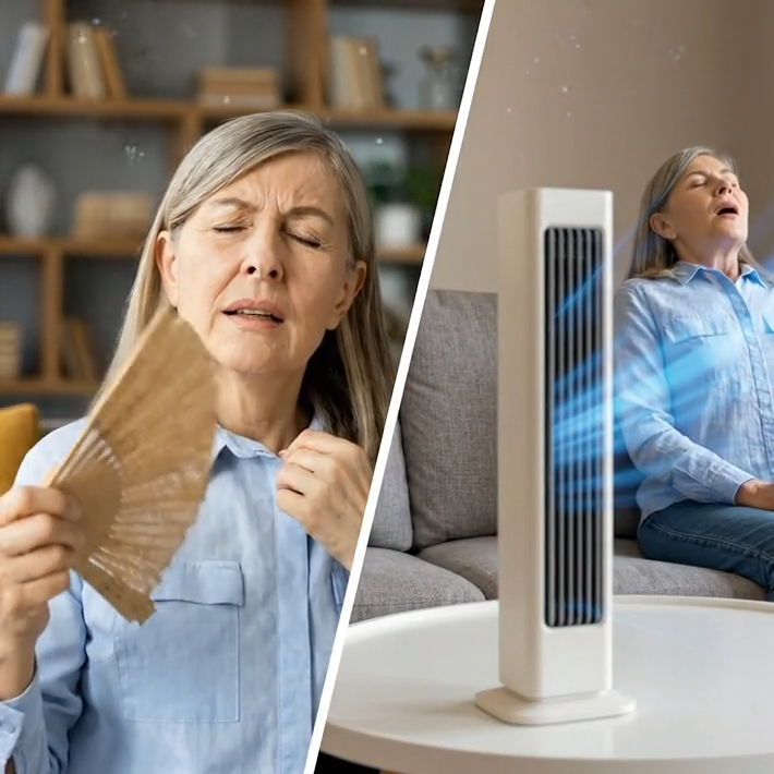 Woman relaxing in a cool living room with BreezaMax